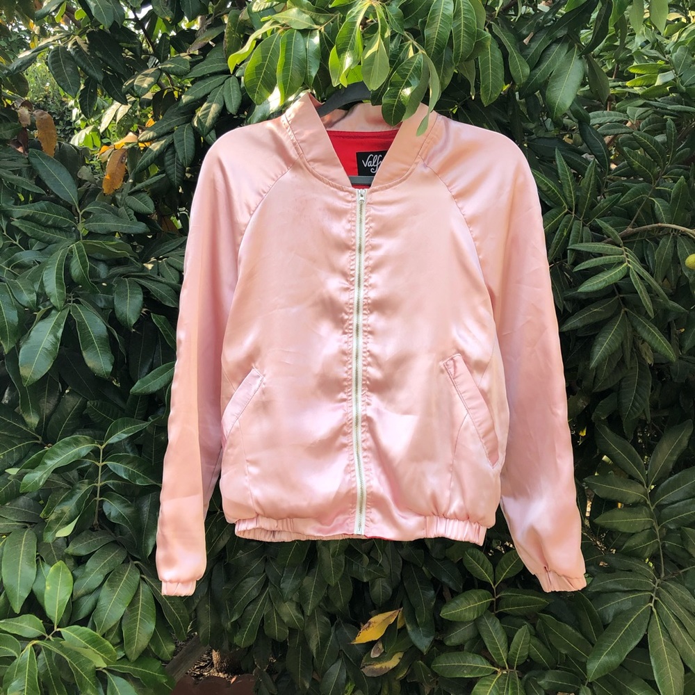 Valfre pink satin mermaid embroidered bomber